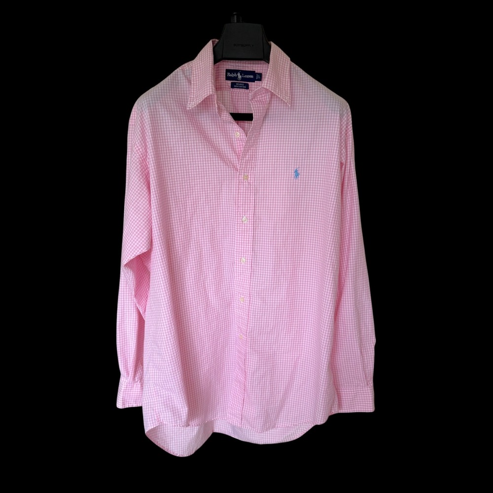 Polo Ralph Lauren Blake Pink Gingham Check Cotton Button Down Shirt Mens L